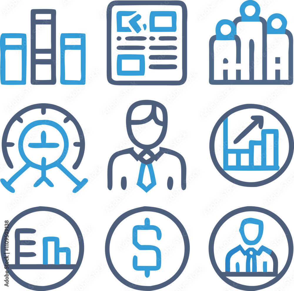 A Collection Business Icon Set- Growth, Finance, Teamwork, and Management Symbols Vector art A Collection Business Icon Set- Growth, Finance, Teamwork, and Management Symbols Vector art