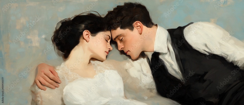 A romantic portrait of a couple embracing, showcasing intimacy and connection against a soft, muted background. A romantic portrait of a couple embracing, showcasing intimacy and connection against a soft, muted background.