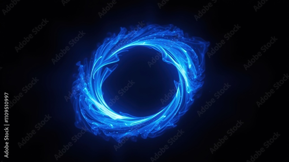 Abstract blue energy ring, a swirling vortex of light against a dark background Abstract blue energy ring, a swirling vortex of light against a dark background