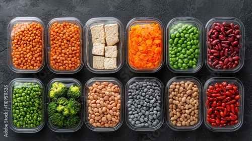 Wallpaper Mural Healthy Meal Prep Containers with Various Legumes and Vegetables Torontodigital.ca