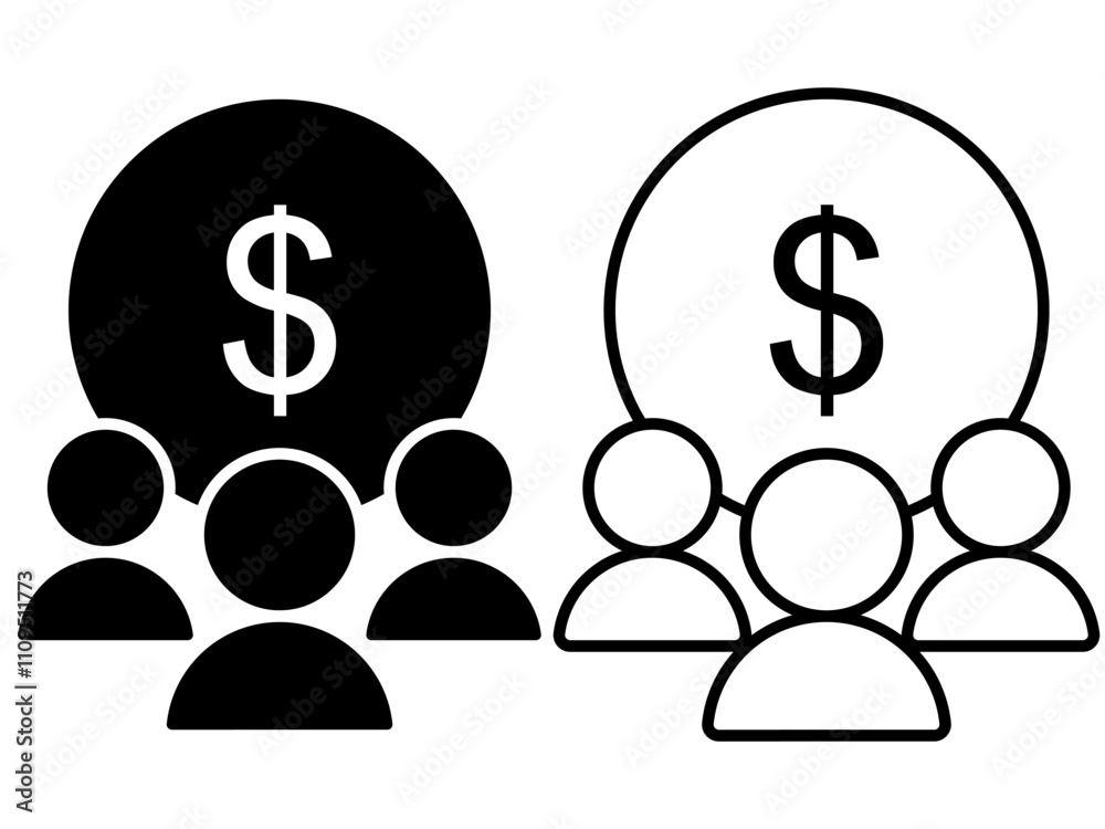 investors or shareholders icon flat style pictogram for ui or ux mobile app, design sign logo symbol vector illustration, isolated on white editable