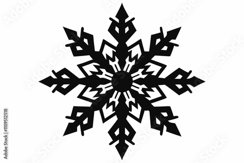 Snowflake vector silhouette black design white background