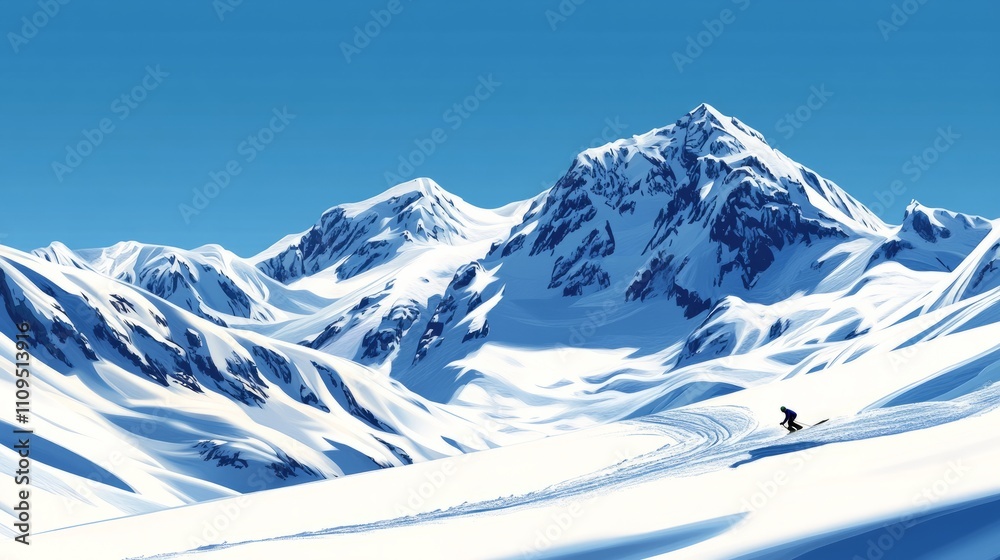 Obraz premium A Snowy Mountain Peak with a Dramatic Sky and Cinematic Lighting