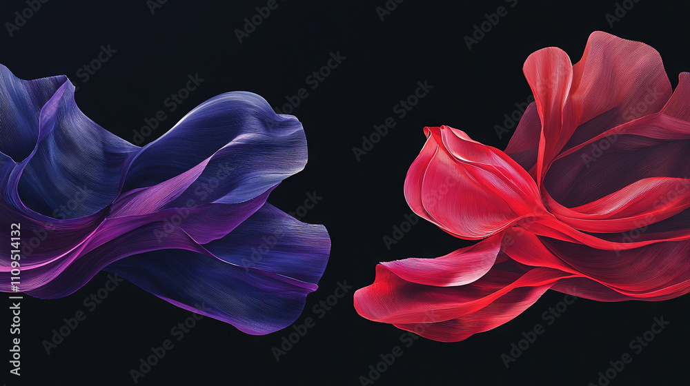 Close-up of a flower on a dark background with both red and purple petals Close-up of a flower on a dark background with both red and purple petals