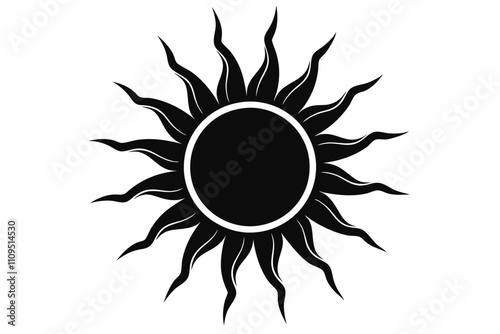 Sun vector silhouette black design white background