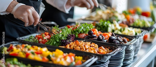 A catering service with healthy food options and room for text describing the menu.