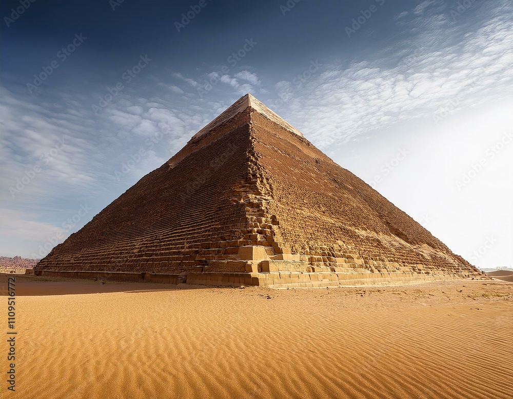 An isolated Egyptian pyramid set in the desert, showcasing its monumental structure against a transparent background for a clean, impactful design An isolated Egyptian pyramid set in the desert, showcasing its monumental structure against a transparent background for a clean, impactful design