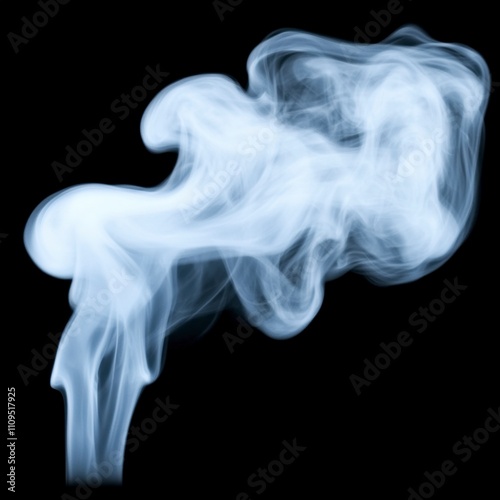 A wispy plume of smoke against a black background, creating an ethereal effect.