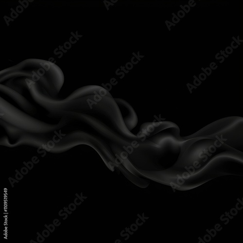 Abstract black wave, fluid, flowing, dark, elegant, smooth, design.