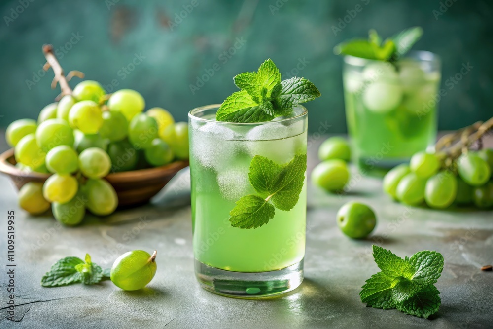 Minimalist Grape Mint Soda Mocktail Photography - Refreshing Summer Drink Recipe Minimalist Grape Mint Soda Mocktail Photography - Refreshing Summer Drink Recipe