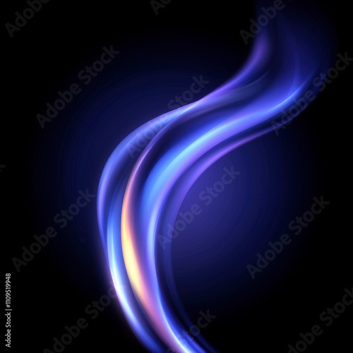 Abstract blue glowing wave on dark background.