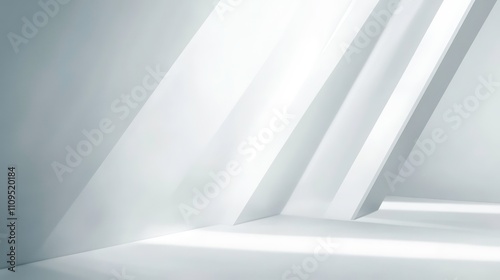 Abstract white architecture interior with sunlight beams.