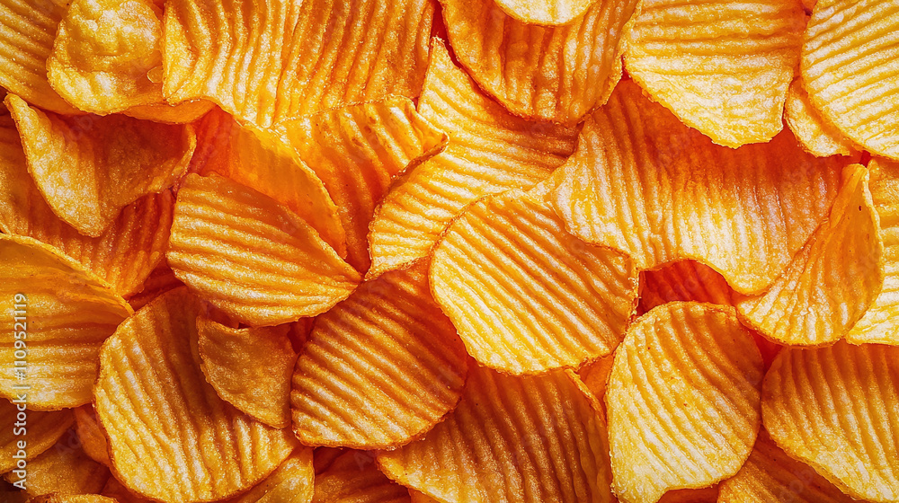 Fototapeta premium crispy potato chips snack texture background top view