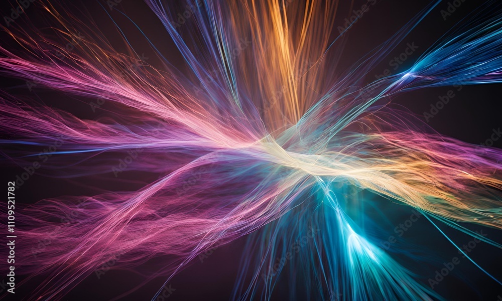 Glowing Fiber Optics with bright light trails Glowing Fiber Optics with bright light trails