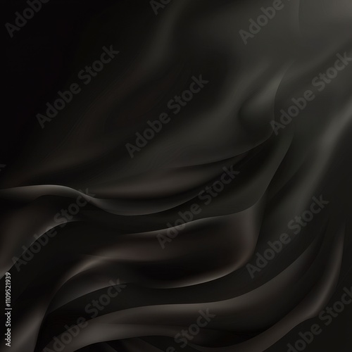 Abstract dark gray and black silk fabric waves.