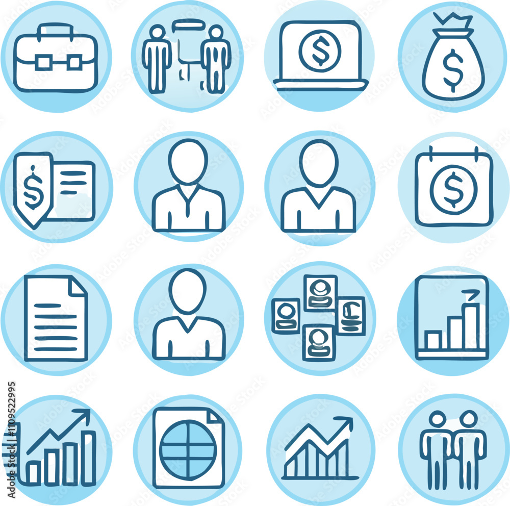 A Collection Business Icon Set- Growth, Finance, Teamwork, and Management Symbols Vector art A Collection Business Icon Set- Growth, Finance, Teamwork, and Management Symbols Vector art