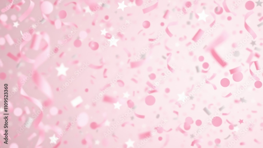 A Soft Pink and White Background with Confetti and Stars, Perfect for Celebration or Special Occasions A Soft Pink and White Background with Confetti and Stars, Perfect for Celebration or Special Occasions