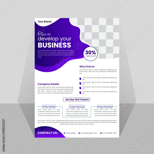 Professional Creative & corporate business flyer design template. Minimalist & modern flyer design layout. Vector illustration, icon, flat, style, unique shape, organic, stylish business flyer design 