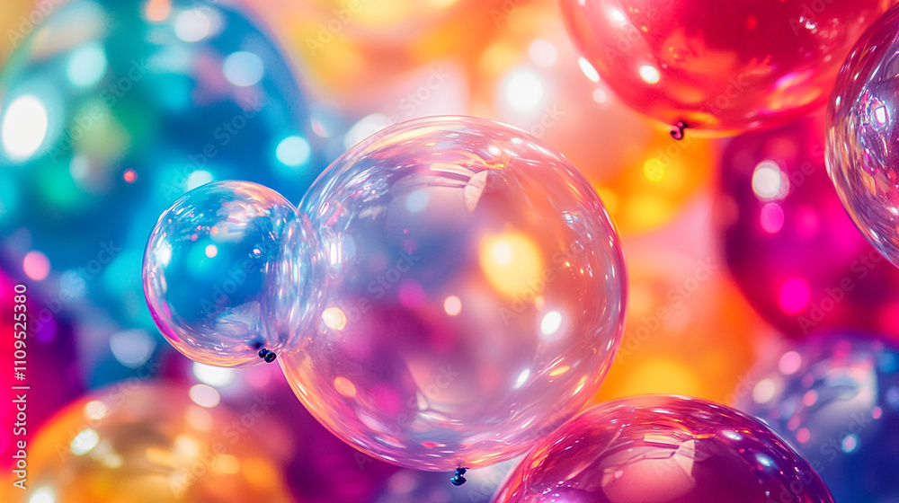 Colorful bubbles floating beautifully in a lively and vibrant background Colorful bubbles floating beautifully in a lively and vibrant background