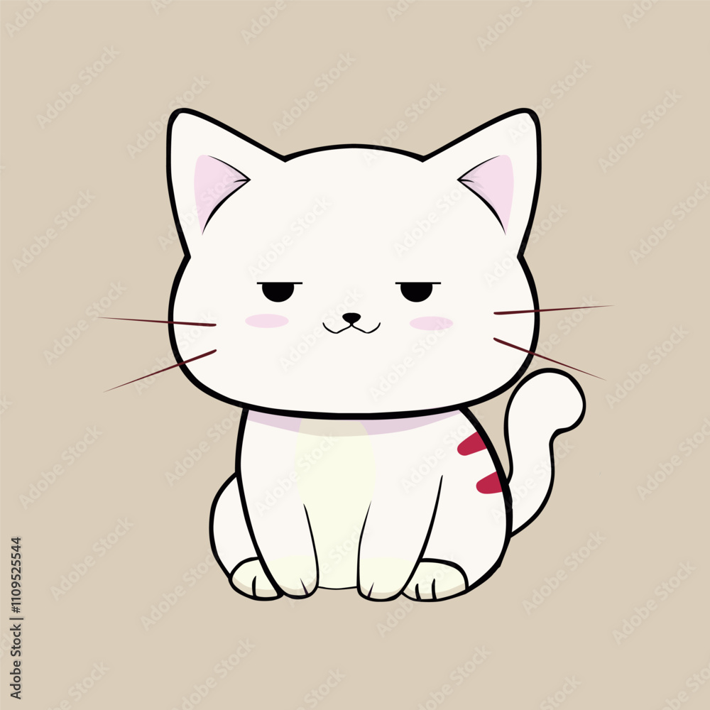 Cute Happy Cat In Clip Art Style, Tshirt Cute Happy Cat In Clip Art Style, Tshirt