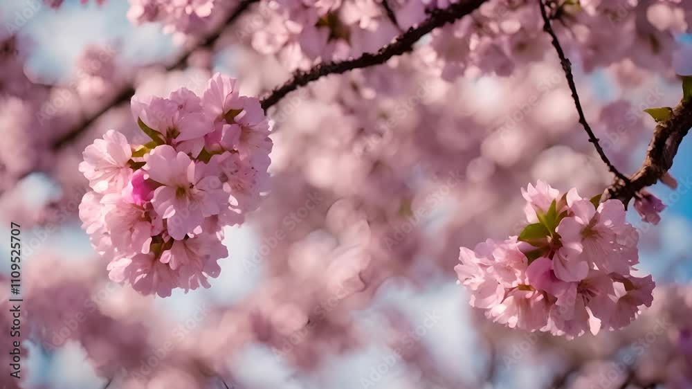 Close-up of cherry blossoms in full bloom against a blurred background Close-up of cherry blossoms in full bloom against a blurred background