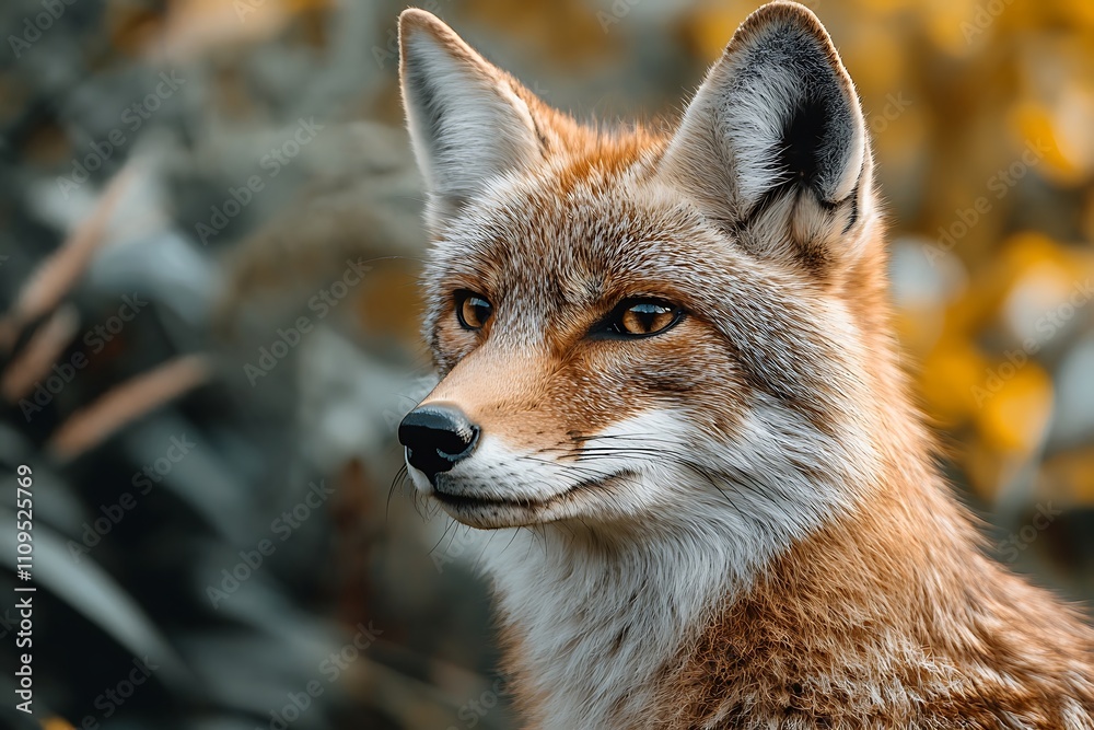 Red Fox Portrait Autumn Fall Foliage Red Fox Portrait Autumn Fall Foliage