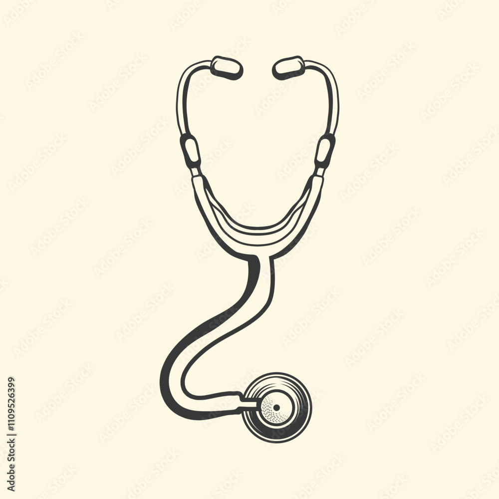 health Stethoscope black and white design. health Stethoscope black and white design.