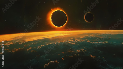 Total solar eclypse in the sky. science and space concept. Eclipse. Illustration photo