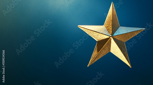 Golden star decoration on a blue background showcasing elegance and shine