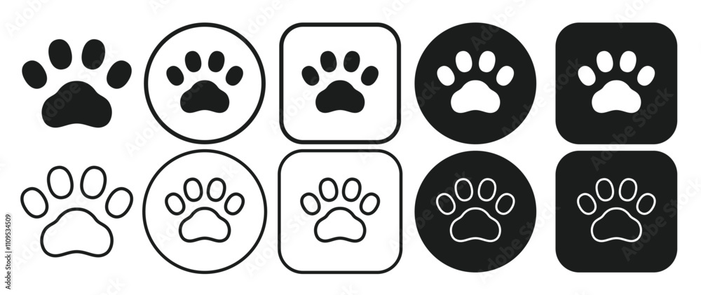 Obraz premium Simple icons representing pawpaws and animals