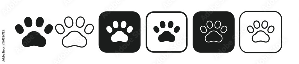 Simple icons representing pawpaws and animals Simple icons representing pawpaws and animals