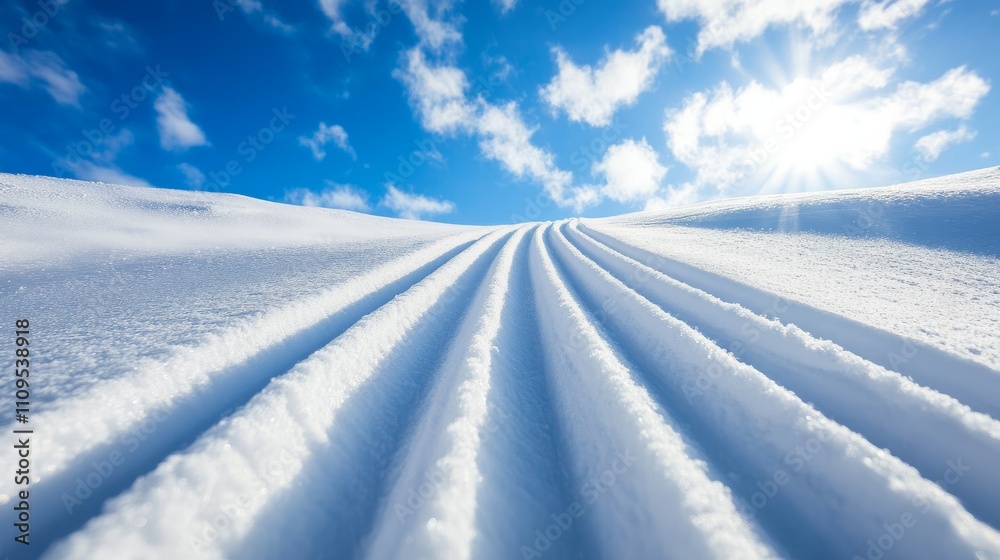 A Snowboard Track with Deep Grooves Carved into the Snow
A Snowboard Track with Deep Grooves Carved into the Snow