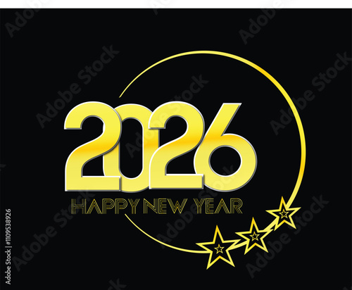 Happy New Year 2026 Greeting Card, Happy New Year 2026 banner on the background. Vector illustration.