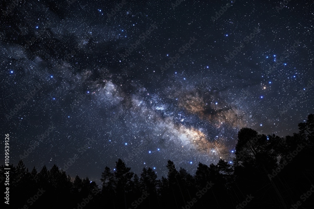 A stunning view of the Milky Way galaxy against a dark night sky. A stunning view of the Milky Way galaxy against a dark night sky.