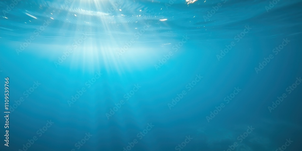 Sunlight Beams Through the Tranquil Blue Depths of the Ocean, Casting a Mystical Glow on the Underwater World Sunlight Beams Through the Tranquil Blue Depths of the Ocean, Casting a Mystical Glow on the Underwater World
