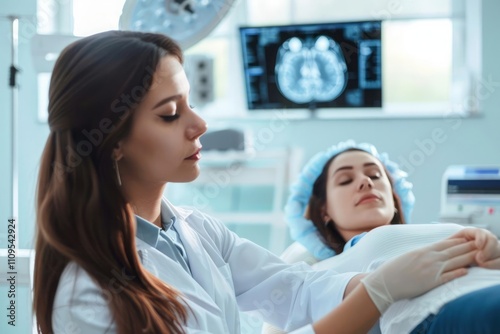 Professional psychotherapist working with patient in hospital