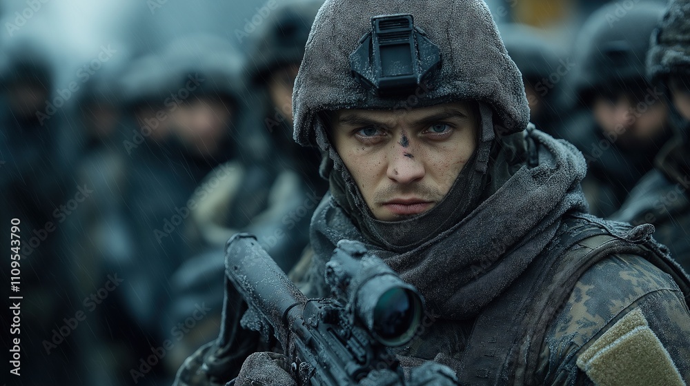 Military Soldier in Tactical Gear Ready for Action Military Soldier in Tactical Gear Ready for Action