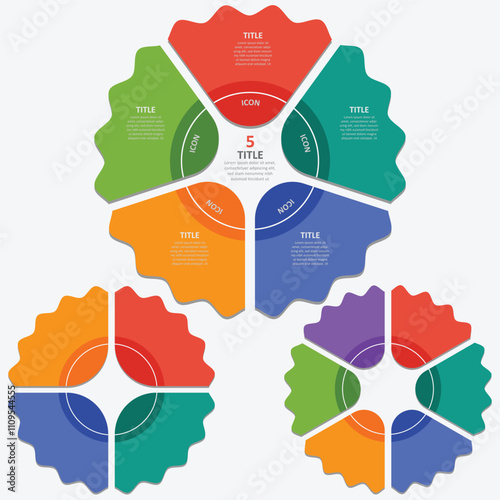 Wavy basic chart infographic template with 4, 5, 6 options vector image