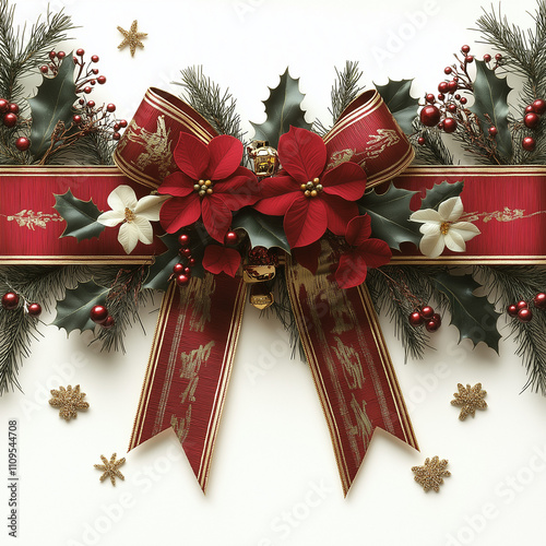 christmas wreath with red ribbon and bow
