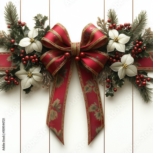 christmas wreath with red ribbon and bow