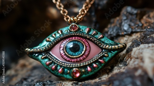 Unique Eye Pendant on a Decorative Chain photo