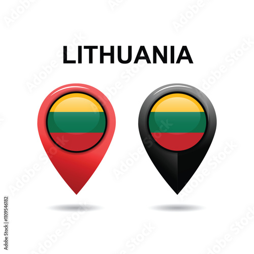 Free Download Lithuania Location icon, Lithuania Flag Location icon, Location vector icon - GFXLoad