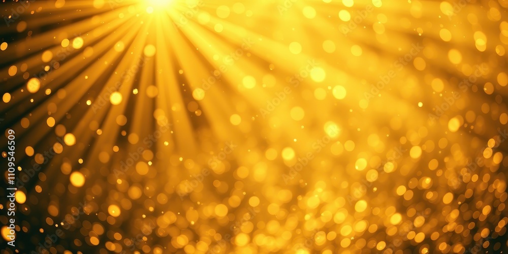 Golden light rays illuminate a sparkling background with a bokeh effect, creating an abstract and celebratory atmosphere. Golden light rays illuminate a sparkling background with a bokeh effect, creating an abstract and celebratory atmosphere.