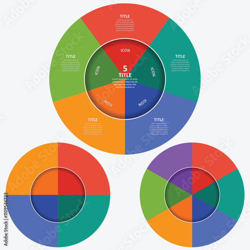 Layered basic chart infographic template with 4, 5, 6 options vector image