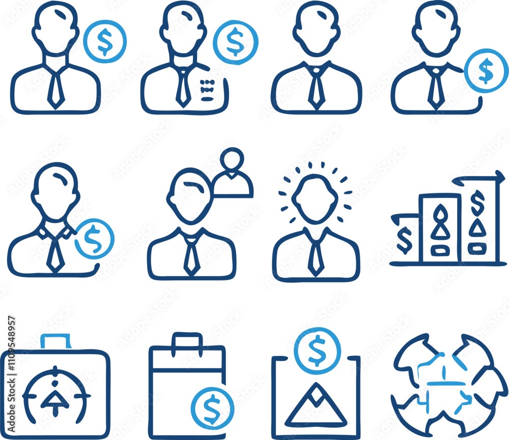 A Collection Business Icon Set- Growth, Finance, Teamwork, and Management Symbols Vector art A Collection Business Icon Set- Growth, Finance, Teamwork, and Management Symbols Vector art