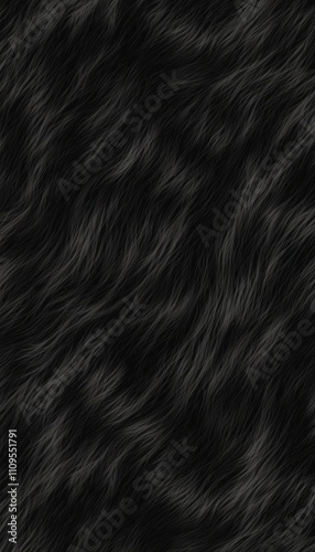 Seamless texture of dark, wavy fur or hair.