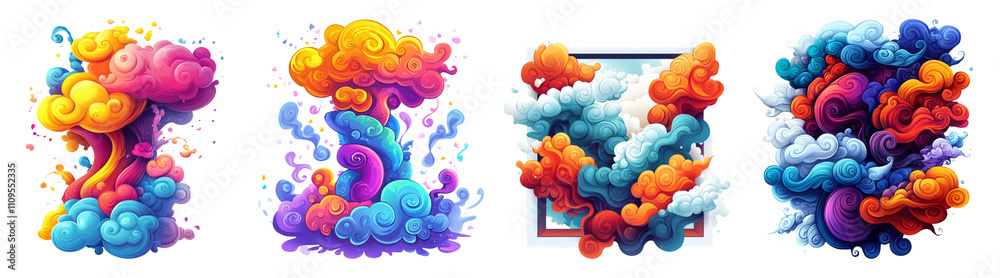 Colorful Abstract Clouds on Transparent Background Colorful Abstract Clouds on Transparent Background