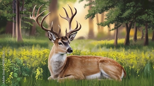 Plakat deer in the grass