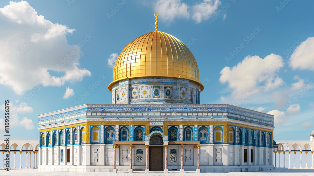 Obraz premium Jerusalem mosque on a white background