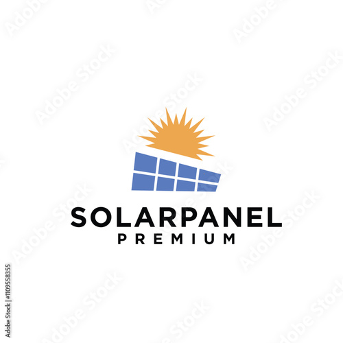 Solar panel energy electric electricity logo vector icon
